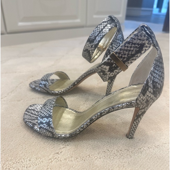 Celine ankle strap python snake skin silver and black stiletto heels, size 36 - Picture 4 of 14